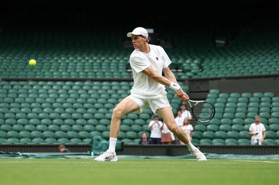 Sinner in practice at Wimbledon