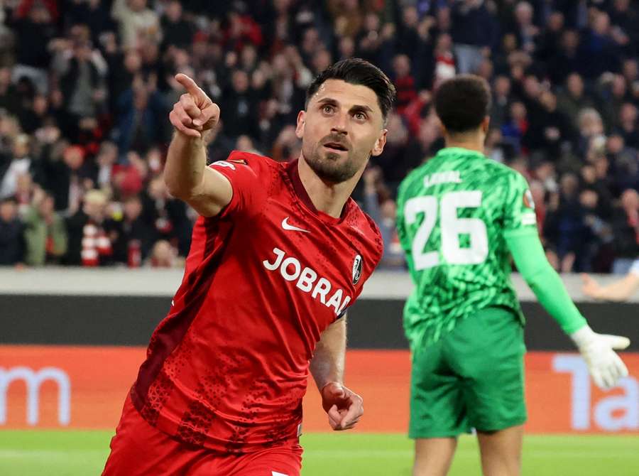 Freiburg's Vincenzo Grifo celebrates scoring their third goal