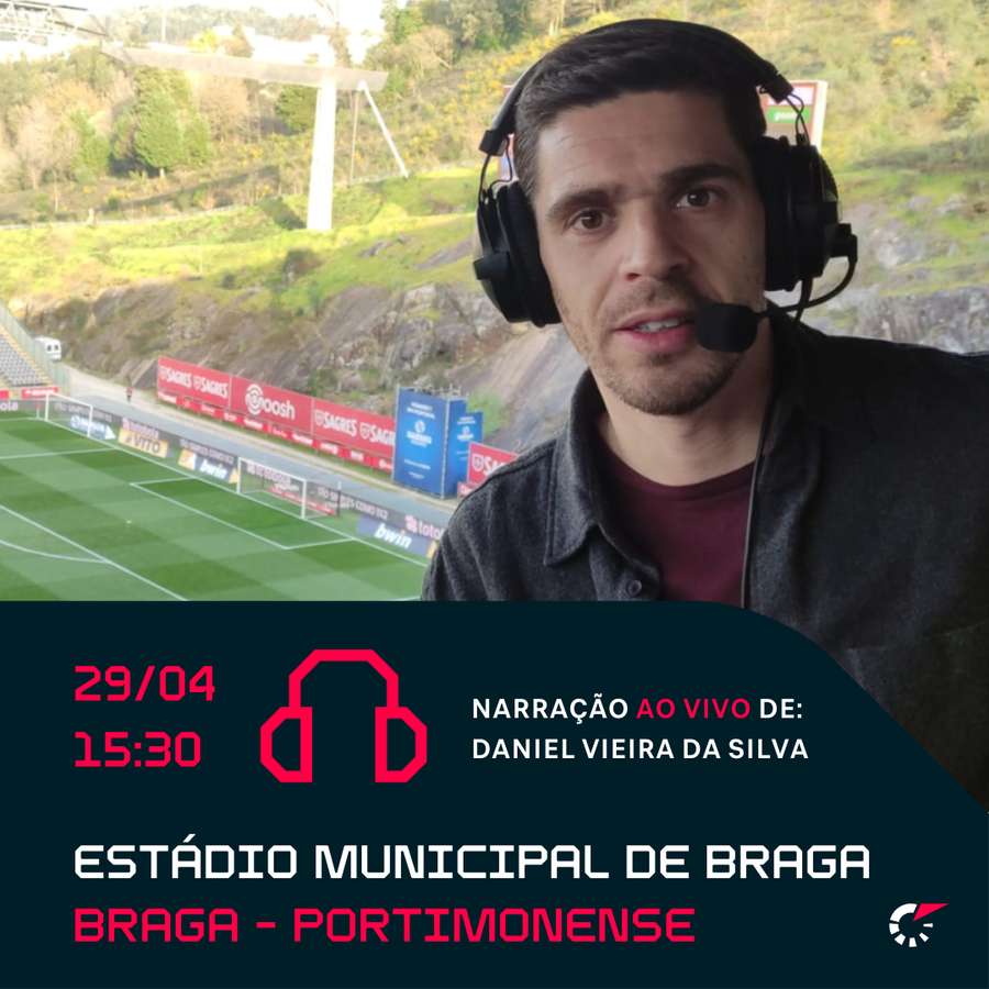 Oiça o relato ao vivo desde o Municipal de Braga no site ou na app