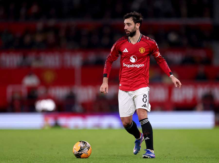 Bruno Fernandes lors du match de FA Cup entre Manchester United et Brighton, le 11 janvier 2026 à Manchester. Bruno Fernandes lors du match de FA Cup entre Manchester United et Brighton, le 11 janvier 2026 à Manchester.
