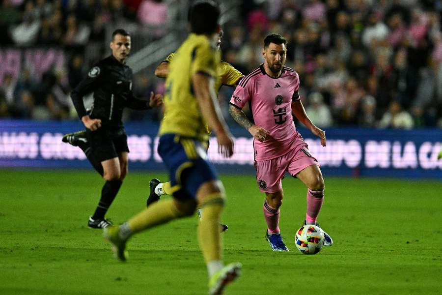 Inter Miami forward Lionel Messi dribbles with the ball