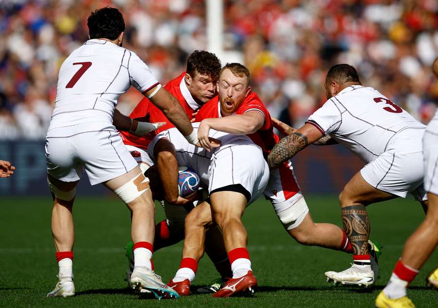 Wales' Tommy Reffell in action with Georgia's Beka Gigashvili