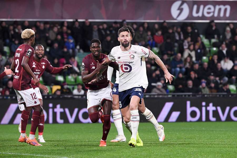 Olivier Giroud during the match against Metz