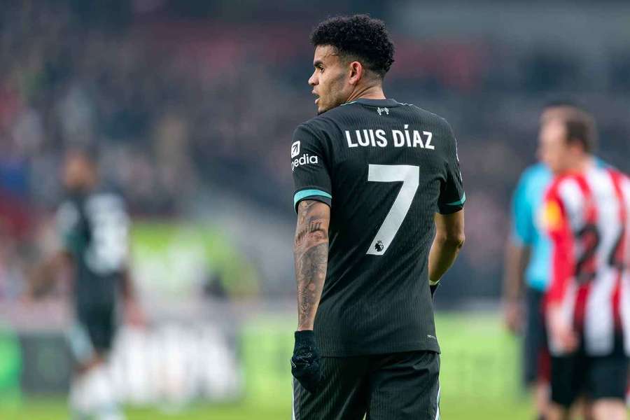 Luis Diaz of Liverpool during the Premier League match against Brentford