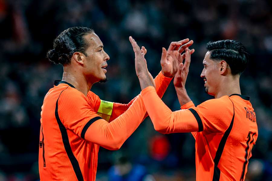 Virgil van Dijk and Tijjani Reijnders of the Netherlands during the friendly match between the Netherlands and Norway