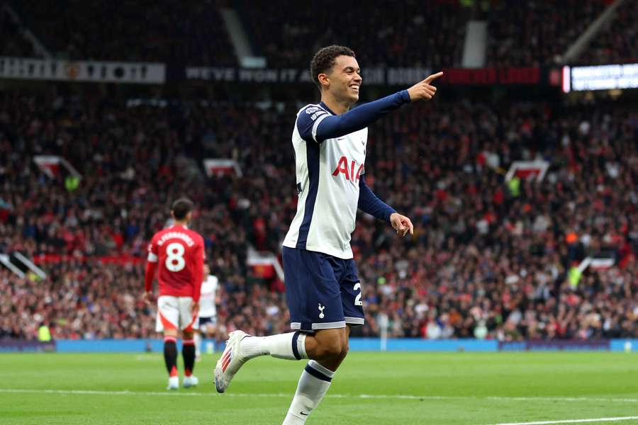 Brennan Johnson celebrates opening the scoring at Old Trafford