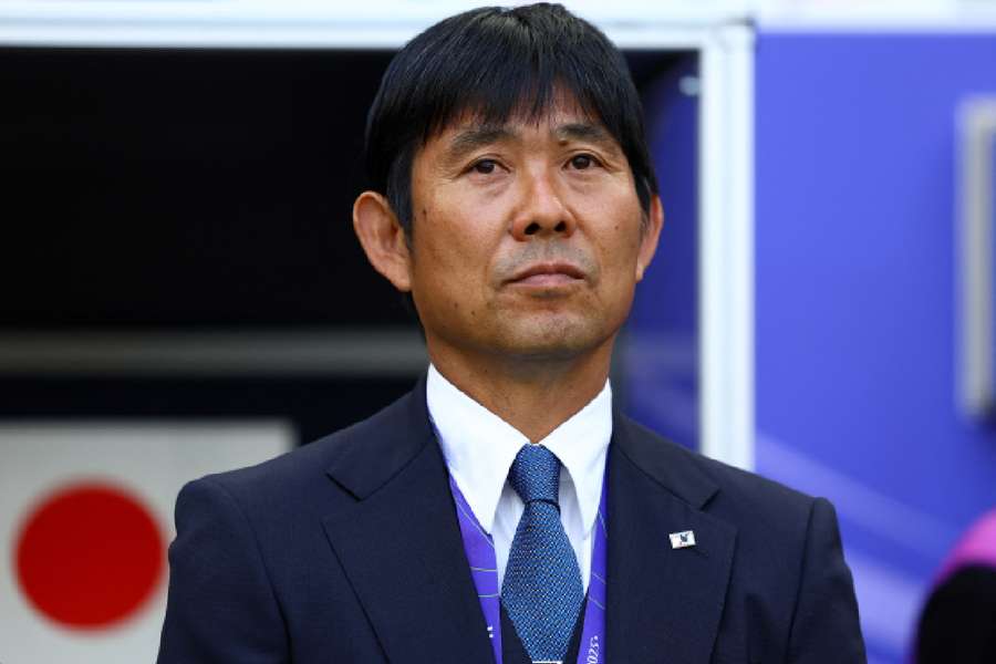 Japan coach Moriyasu before the match against Bahrain 