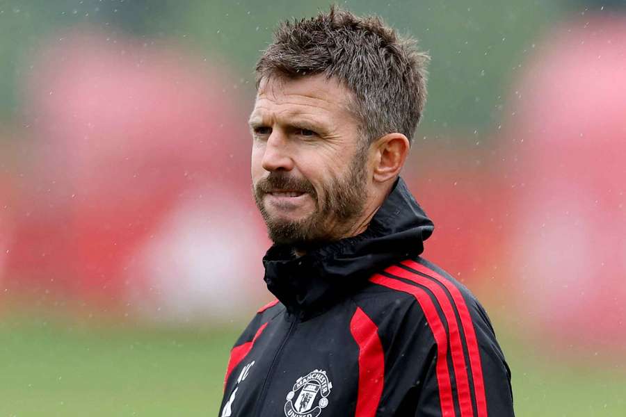 Manchester United manager Michael Carrick during training Manchester United manager Michael Carrick during training