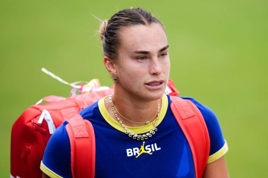 Sabalenka com camisa do Brasil em Wimbledon