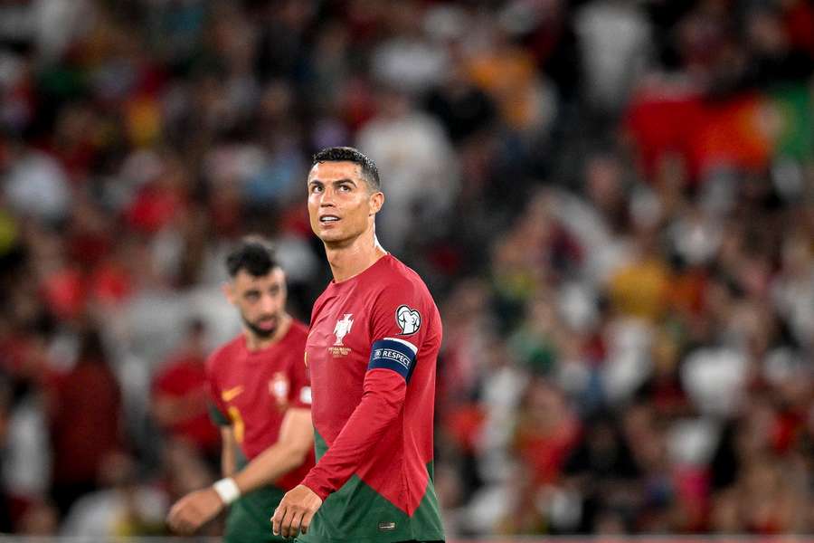 Ronaldo tijdens de wedstrijd tegen Bosnië en Herzegovina