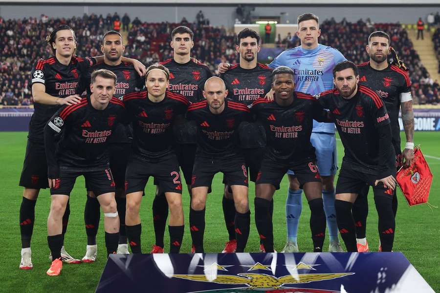 O onze do Benfica no jogo com o Mónaco