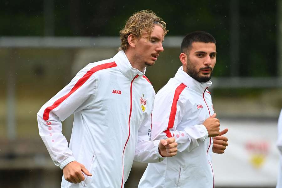 Nick Woltemade und Deniz Undav im VfB-Training