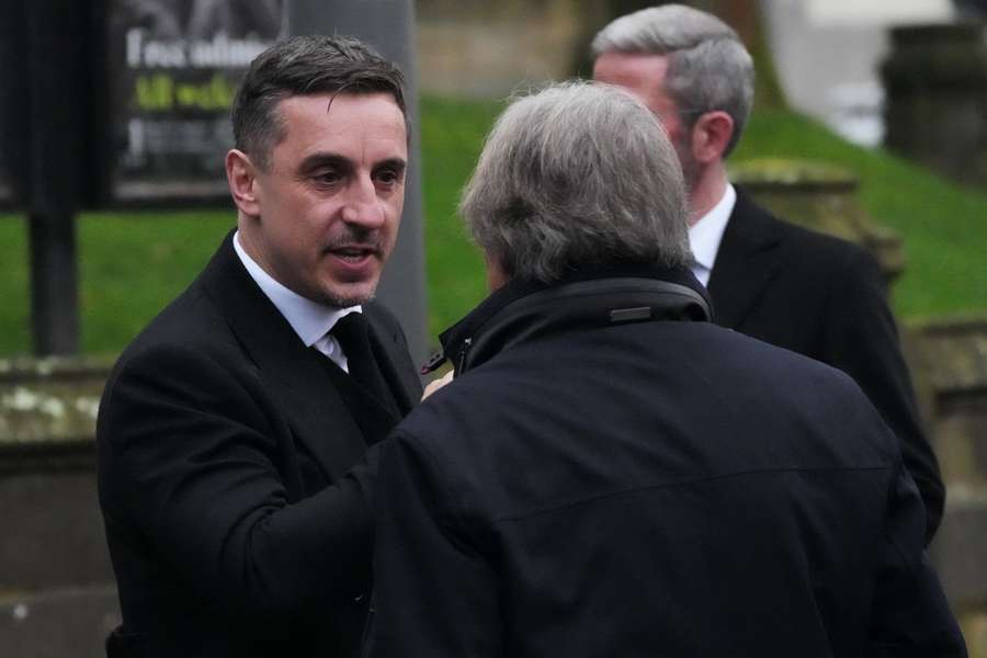 Gary Neville lors de l'enterrement de Denis Law en février dernier.