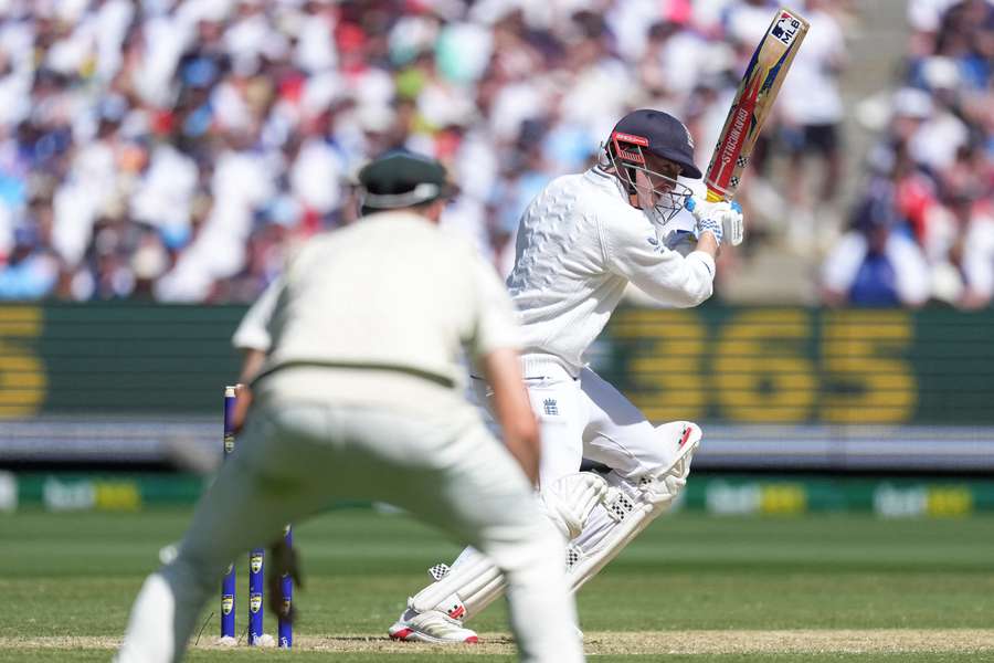 England's Harry Brook batting