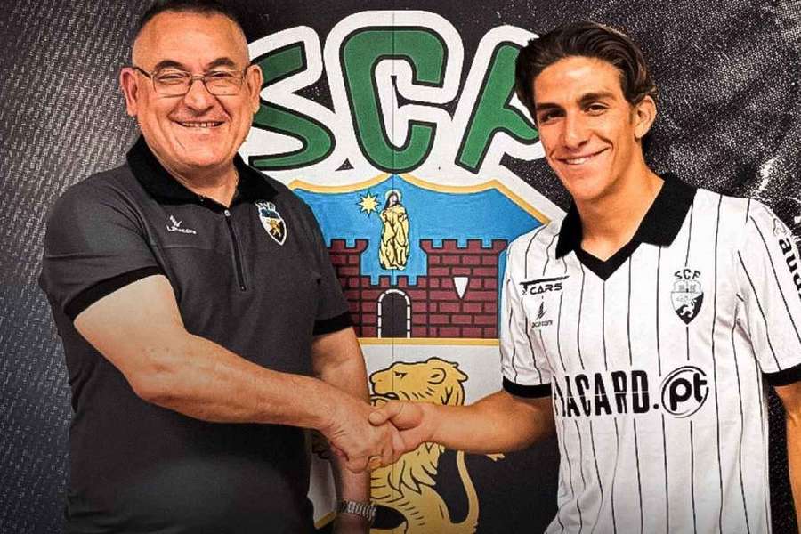 João Rodrigues, presidente do Farense, com Rafael Teixeira