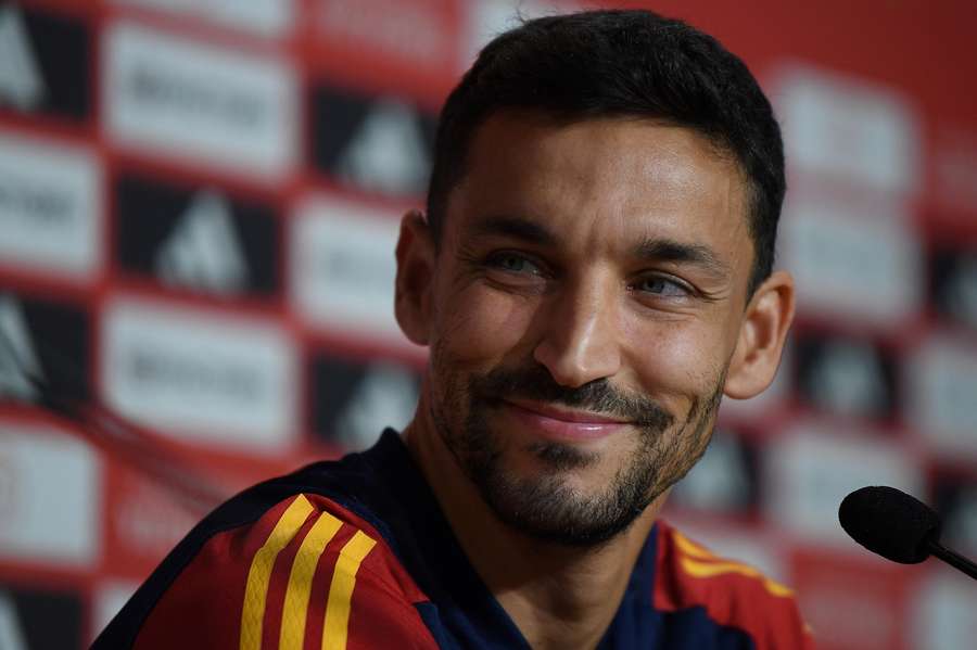 Spain's Jesus Navas takes part in a media session ahead of their match with Scotland