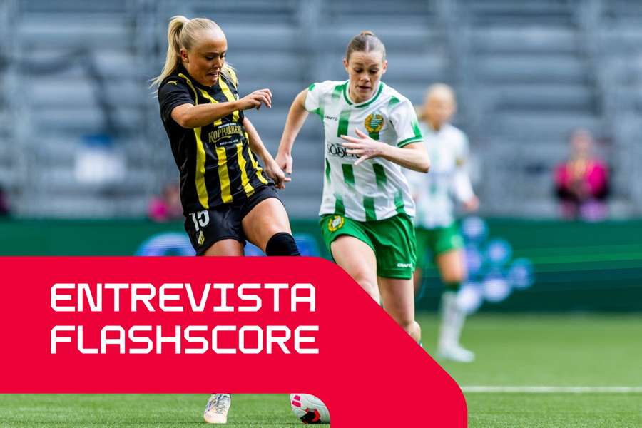 Sofia Reidy ao serviço do Hammarby, na primeira mão da final