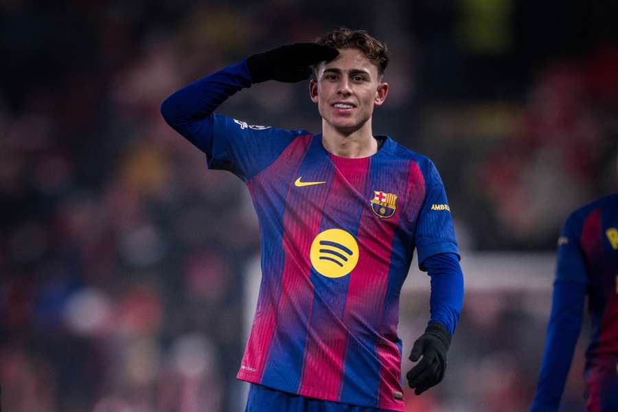Fermín celebra su segundo gol ante el Slavia Praga