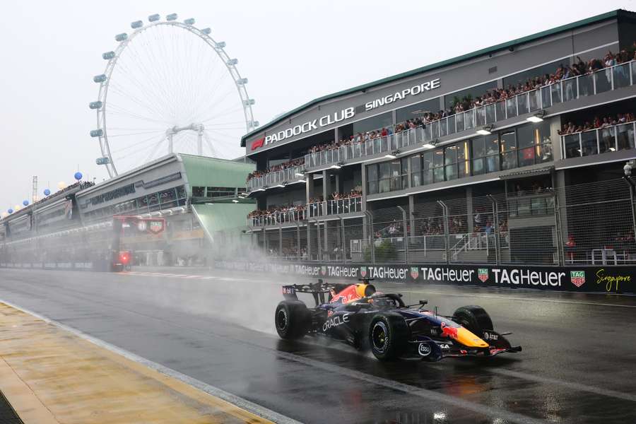 Max Verstappen during the sprint race in Singapore Max Verstappen during the sprint race in Singapore