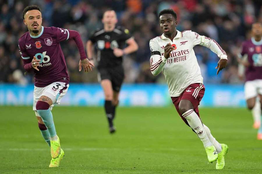 Arsenal's Bukayo Saka during the game against Burnley in November 2025
