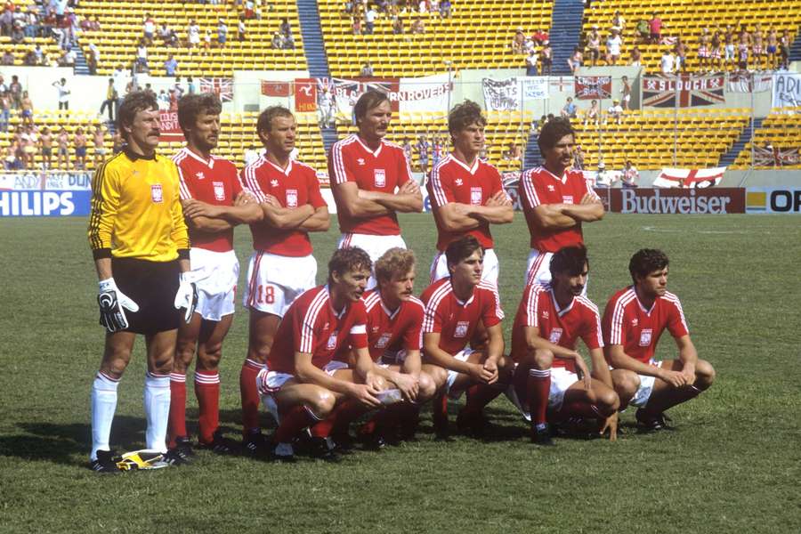 Reprezentacja Polski przed meczem z Anglią na Mistrzostwach Świata FIFA Meksyk 1986 na stadionie Universitario