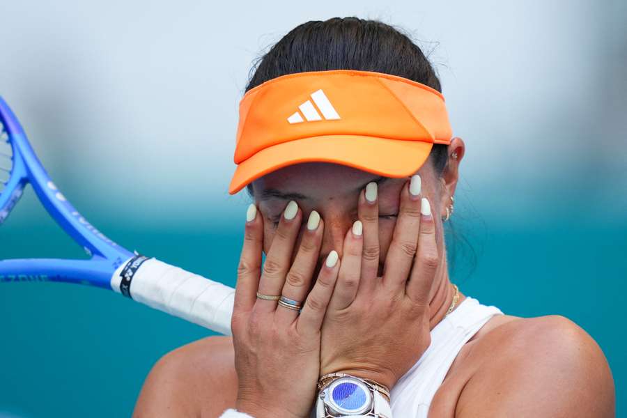 Jessica Pegula reacționează după un punct pierdut Jessica Pegula reacționează după un punct pierdut