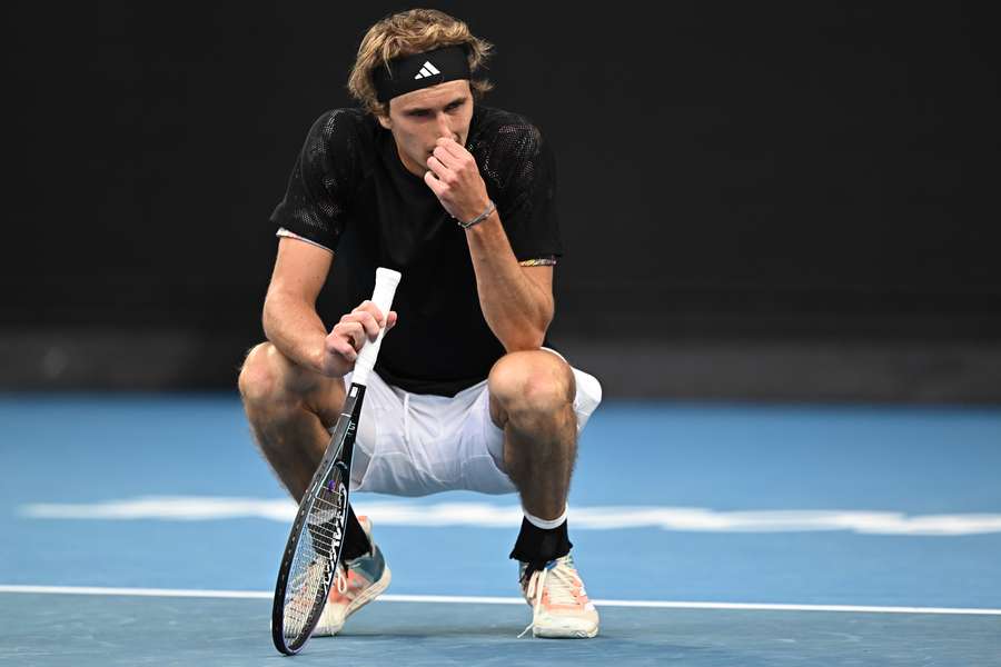 Alexander Zverev reacts after losing a point against Michael Mmoh