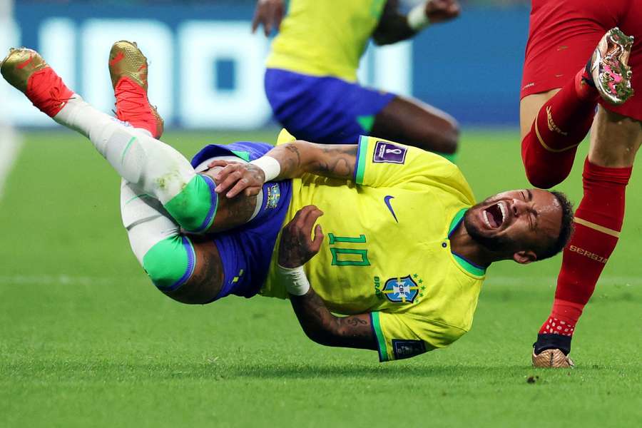 Neymar was on the receiving end of a number of tackles against Serbia