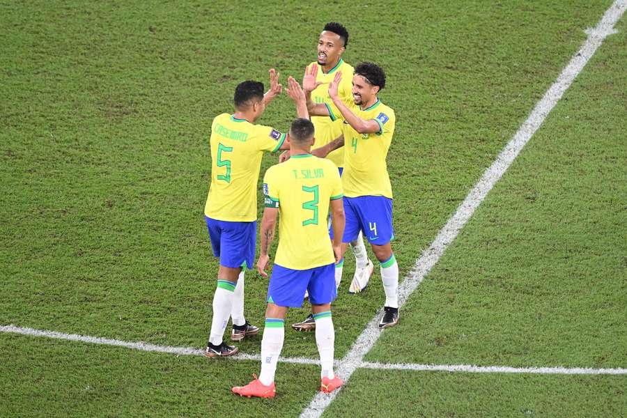 Casemiro, Silva, Marquinhos et Militão après la victoire face à la Corée du Sud. 