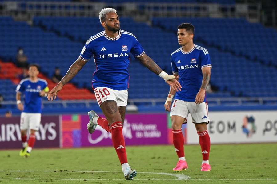 Anderson Lopes of Yokohama F. Marinos celebrates after scoring the team's third goal against Ulsan