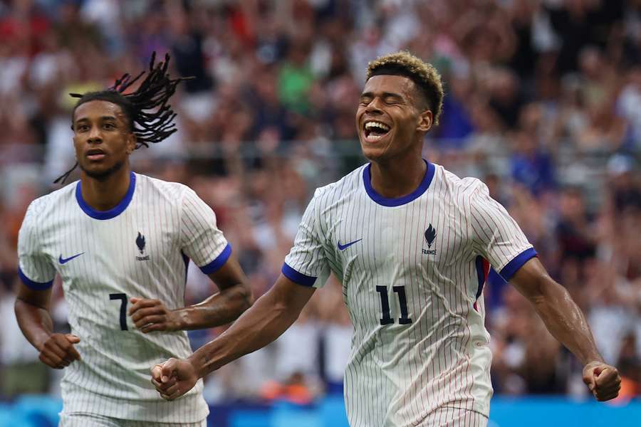 Desire Doue celebrates after scoring France's second goal