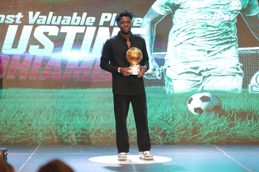 Gor Mahia midfielder Austin Odhiambo with MVP Award