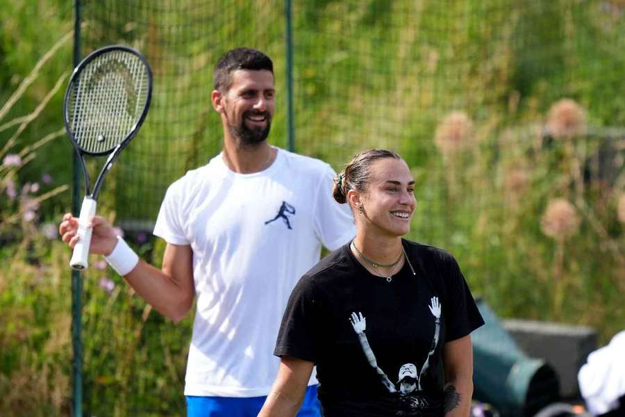 Novak Djokovic & Aryna Sabalenka training at Wimbledon