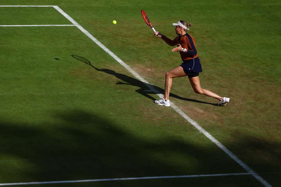 Donna Vekic in action during her semi-final match against Maria Sakkari