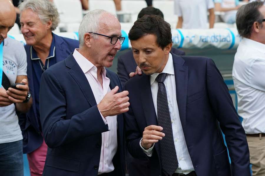 Frank McCourt et Pablo Longoria le 12 août dernier lors d'OM-Reims
