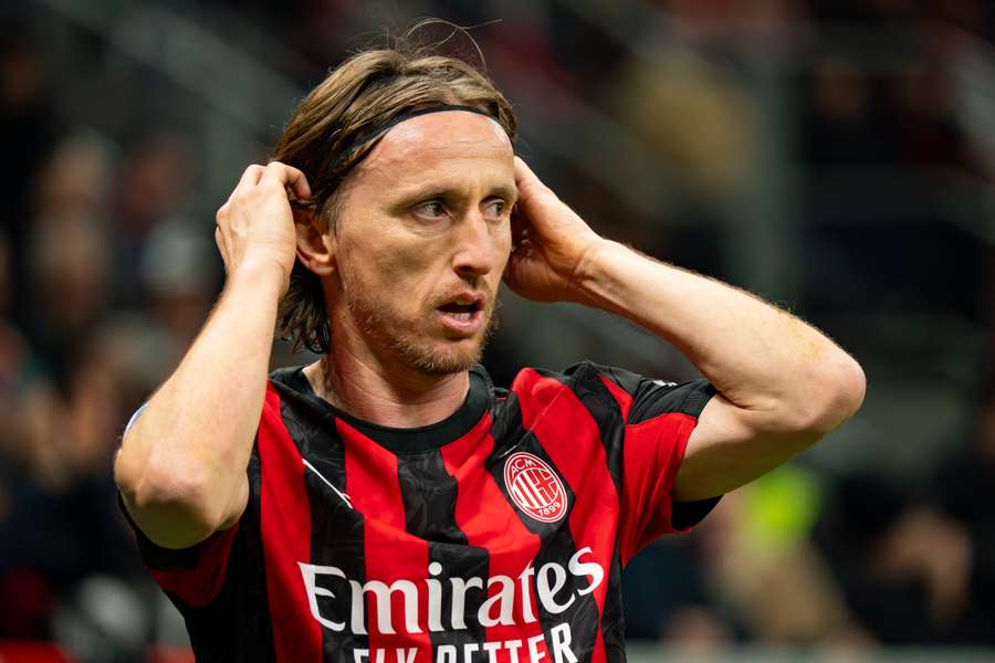 Luka Modric in action during the Milan derby