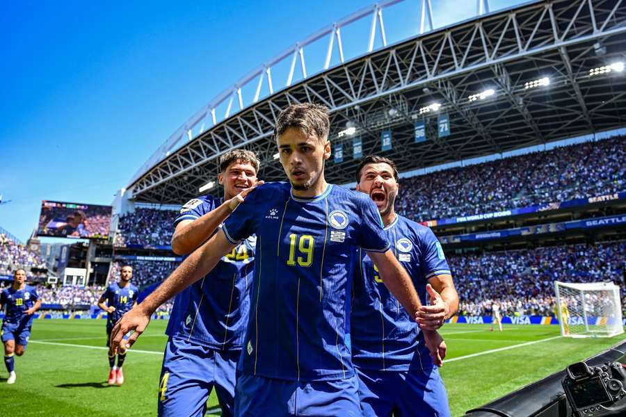 Kerim Alajbegovic celebrating his goal