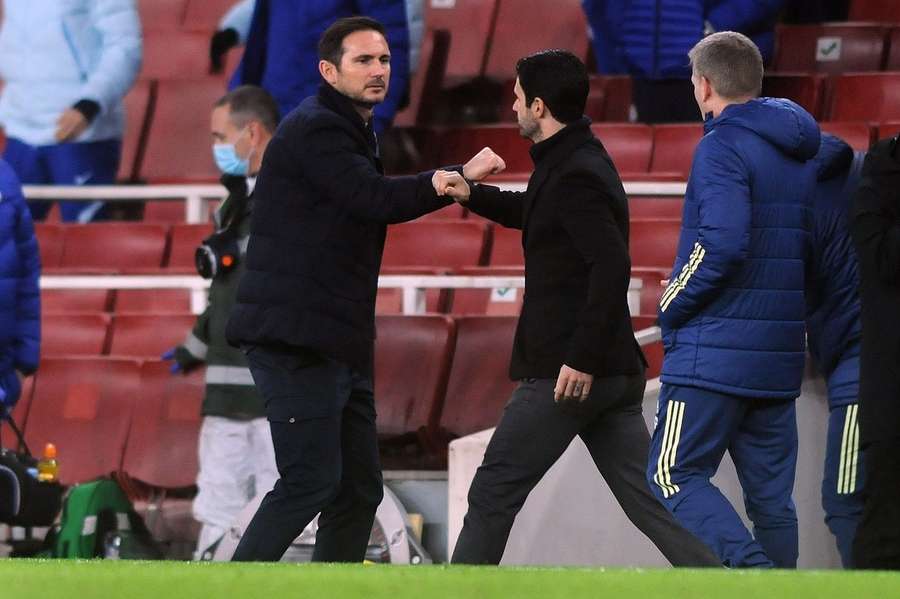 I fem indbyrdes møder er det kun lykkedes Frank Lampard at slå Mikel Arteta en enkelt gang. Det var helt tilbage i december 2019.