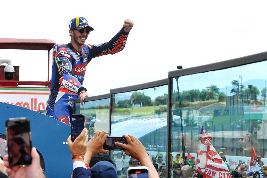 Bagnaia celebrates his win