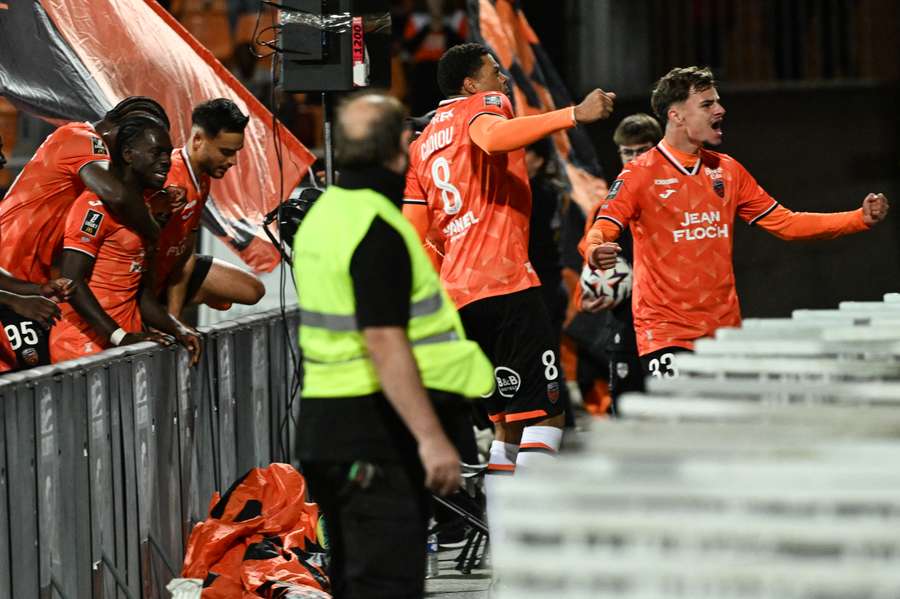 Lorient celebrate winning goal