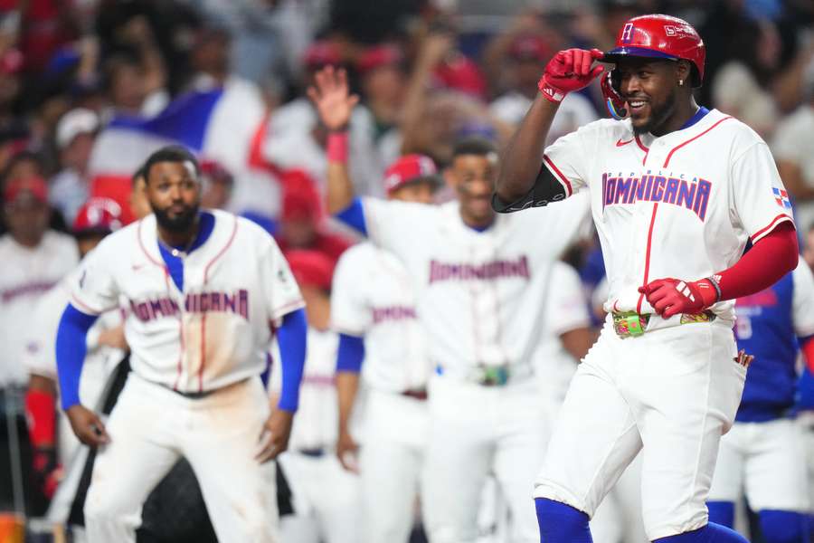 Dominican Republic's Oneil Cruz celebrates home run at 2026B World Baseball Classic