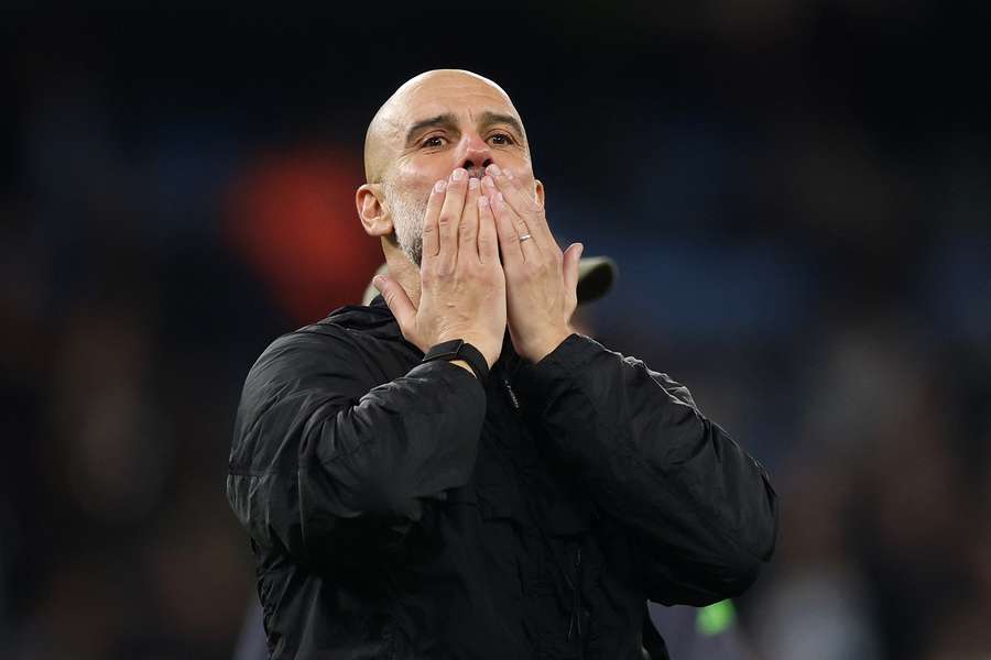 Pep Guardiola acknowledges supporters after his 1,000 career match as manager Pep Guardiola acknowledges supporters after his 1,000 career match as manager