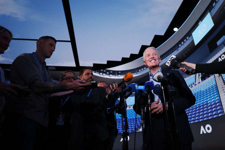 Australian Open tournament director Craig Tiley speaks to the media at a media launch on Tuesday.