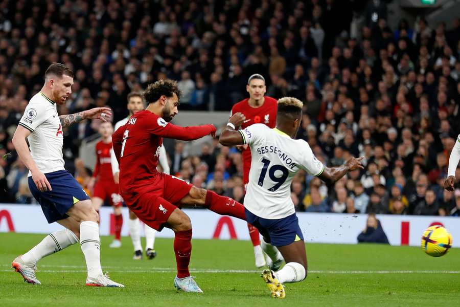 Mohamed Salah scores his team's first goal