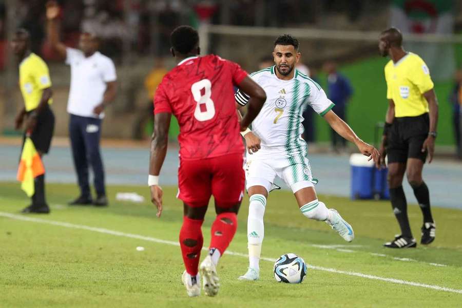 Riyad Mahrez in action for Algeria earlier in qualifying