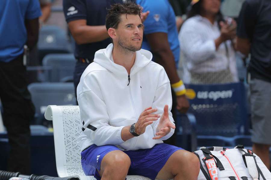 Dominic Thiem reacts after his first round match against Ben Shelton