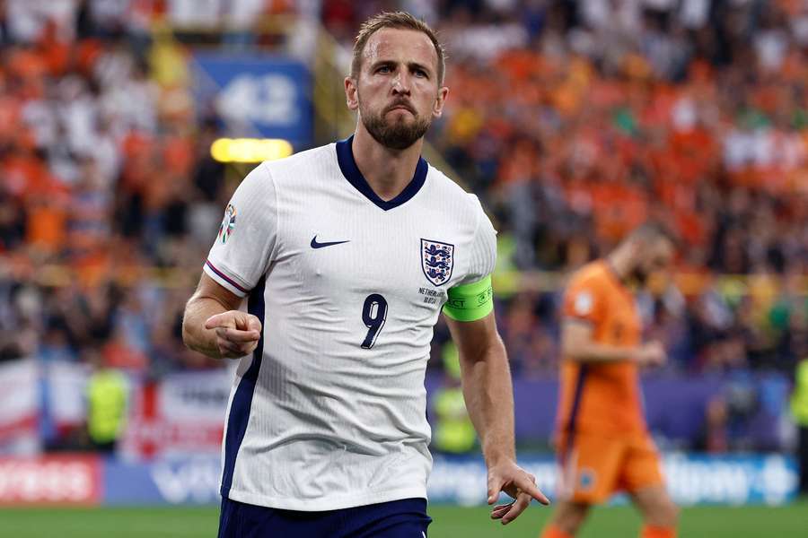 Kane celebrates scoring for England against the Netherlands