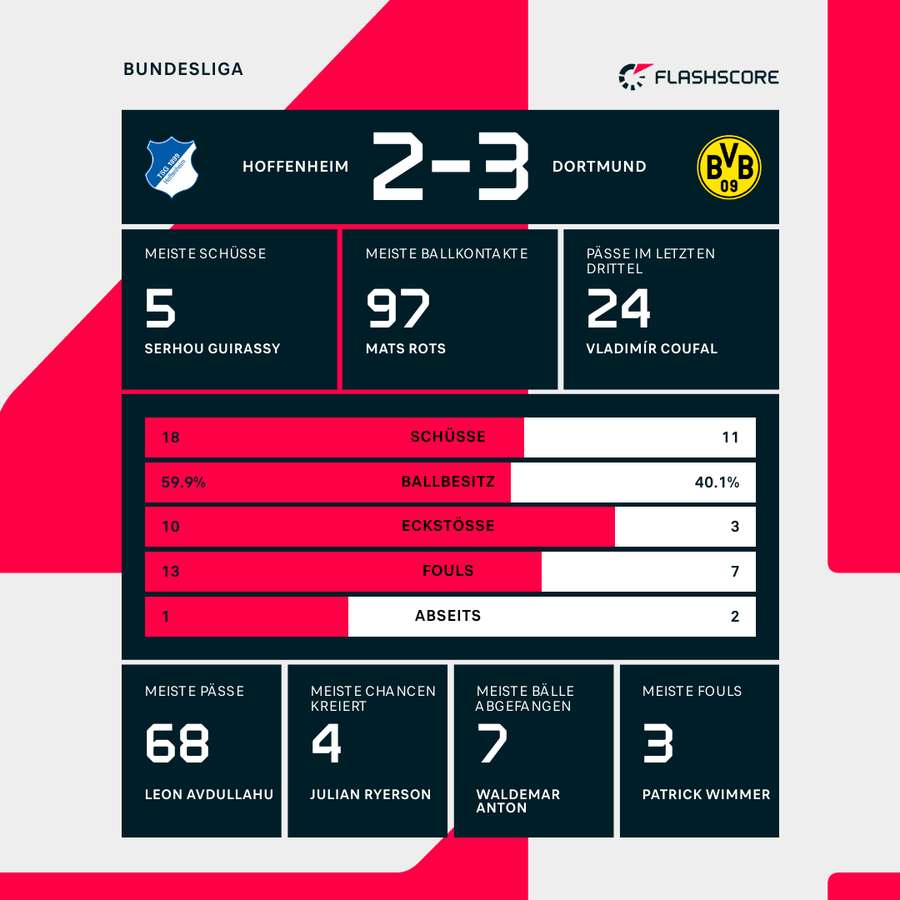 Statistiken zum Spiel in Sinsheim