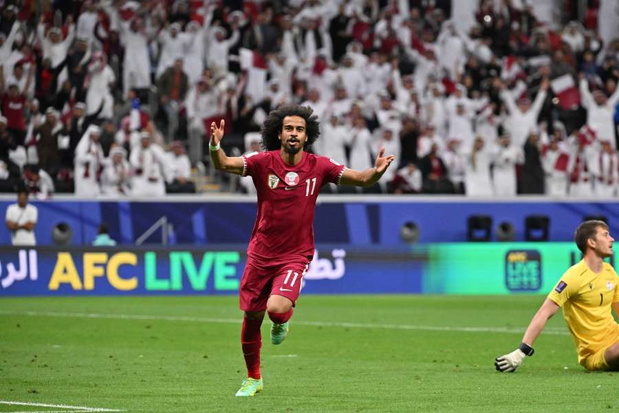 L'esultanza di Akram Afif dopo il gol