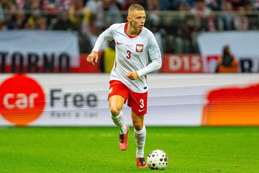 Norbert Wojtuszek podczas meczu Ligi Narodów UEFA pomiędzy reprezentacjami Polski i Rumunii.